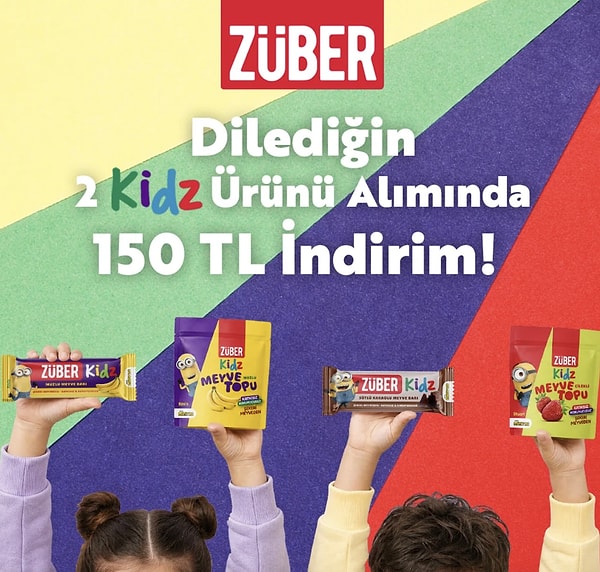 Züber Kidz ürünlerinde dilediğin 2 ürün alımında anında 150 TL indirim!