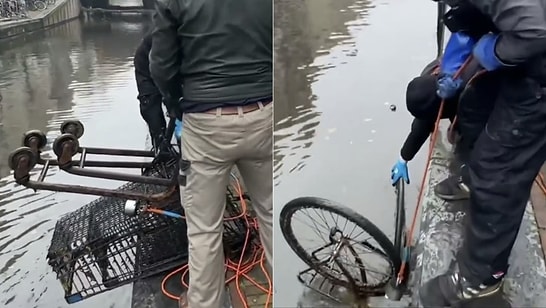 Magnet Hunter Pulls Shopping Carts and Bikes From Amsterdam Canal