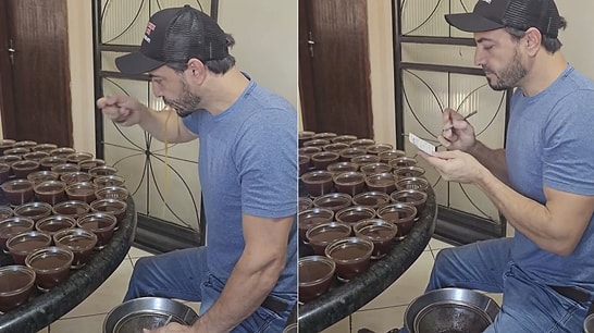 Coffee Trader Goes Viral After Tasting and Grading Dozens of Cups One by One