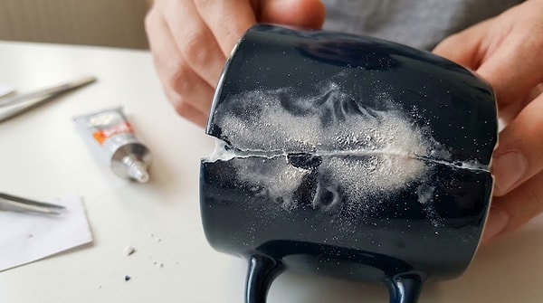 The white trail forms when vapor in the air freezes.