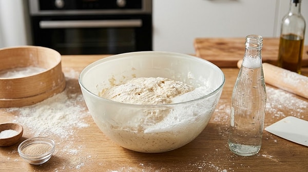 For perfectly risen dough made with sparkling mineral water, experts recommend following these steps: