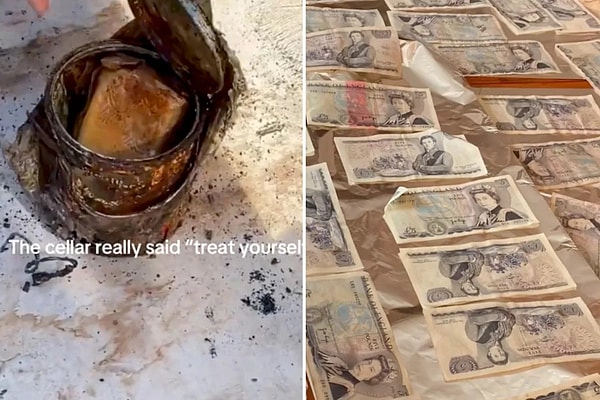 Bodrum merdiveninin altında tuğlayla örülmüş bir duvar fark ettiler