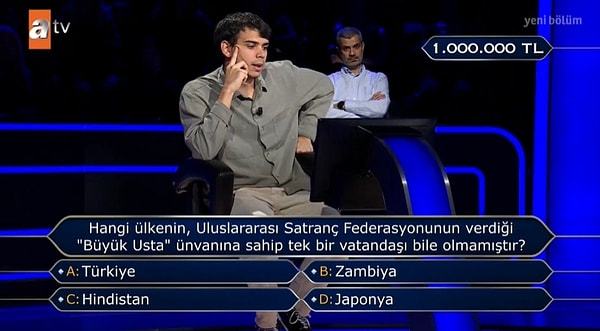 Programın son bölümünde Yusuf Efe Öktem, 1 milyonluk soruyla heyecan yarattı.