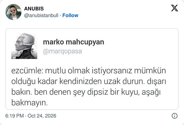 Mutluluk için dışarı bakmayı öneren kuyu benzetmesi