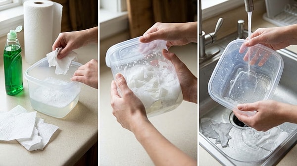 All you need for this method is dish soap, warm water, and a paper towel.