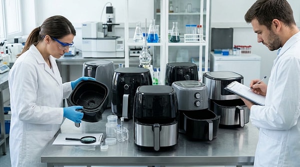 PTFE only releases particles at around 260°C, and air fryers don’t reach that temperature.