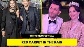 Murat Yıldırım And Iman Elbani Walk The Rainy Red Carpet At The Tokyo Film Festival