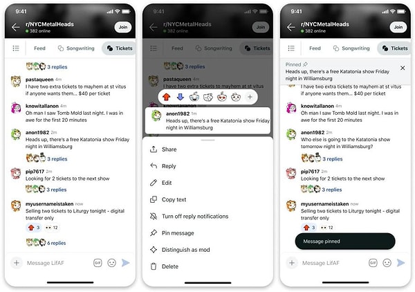Eski denemelerden farklı olarak yeni sohbet kanalları çok daha efektif olacak. Topluluklardaki üyeler kalıcı olarak mesajlaşabilecek, belirli duyuruları sabitleyebilecek ve aynı Discord'da olduğu gibi moderatörler tarafından yönetilebilecek.