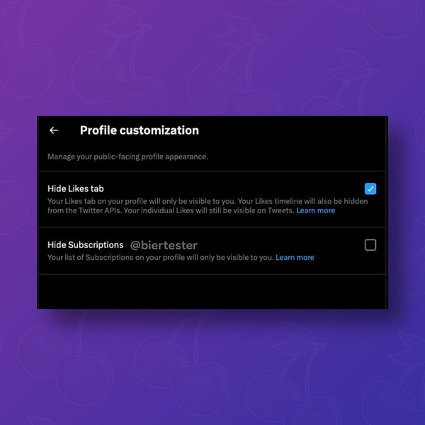 Kullanıcılar, yenilenen “Profil Özelleştirme” bölümü üzerinden "Beğeniler Sekmesini Gizle" ile komutunu aktive ederek profillerinden ve zaman akışından beğendiği Tweet'leri gizleyebilecek.