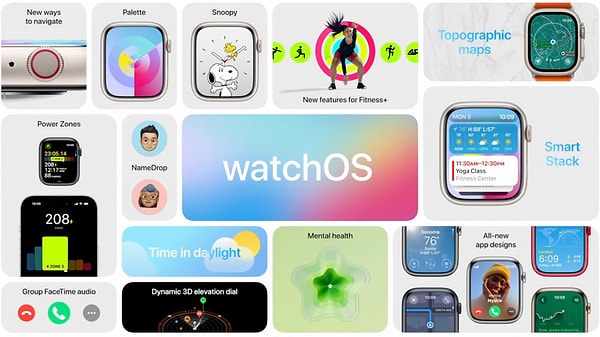 watchOS 10 işletim sistemiyle çalışan cihaz, yeni widget’lar, aktivite tasarımları, egzersiz için bisiklet desteği, acil durumlar için hücresel bağlantı noktaları, yeni topografik harita ve Mental Sağlık Uygulaması gibi birçok yazılımsal yeniliği de beraberinde getiriyor.