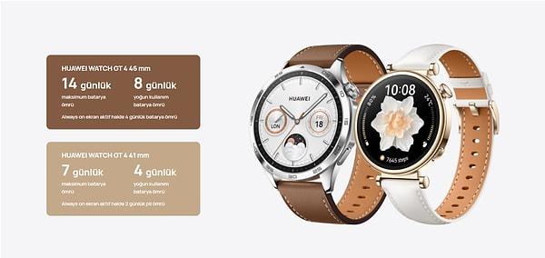 Yeni akıllı saat, ayrıca dayanıklılık özellikleri ile de öne çıkıyor. Tek şarjda 14 güne kadar ayakta kalabilen Huawei Watch GT4, 50 metre derinliğe kadar suda çalışabiliyor.