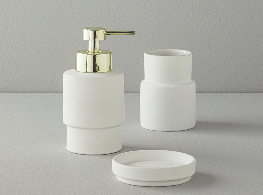 Moderna Stoneware 3'lü Banyo Seti Beyaz