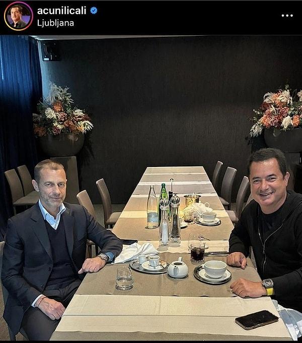 Acun Ilıcalı bu kez UEFA Başkanı Aleksander Ceferin ile bir araya geldi ve o anlara ilişkin bir de fotoğraf paylaştı.